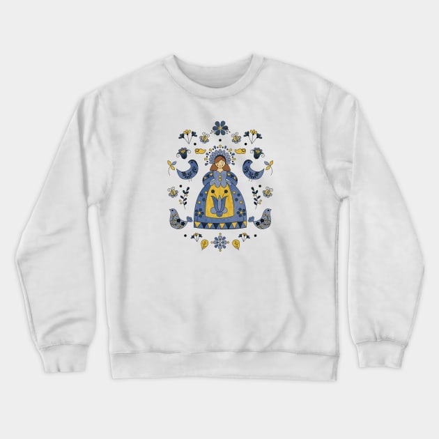 Scandinavian Folklore Traditional Dress Crewneck Sweatshirt by LotusArtStudio